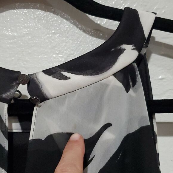 Vince Camuto Black & White Floral Dress with Sheer Sheath Overlay Size 12 - Picture 7 of 16